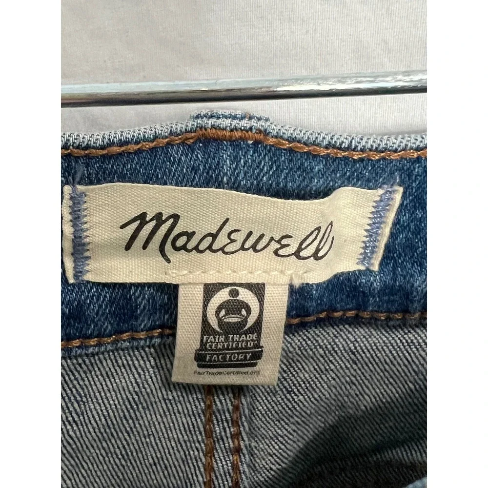 Madewell Flared Wide Leg Jeans Medium Wash High Rise Raw Hem Women's 29 Stretch - Picture 2 of 12